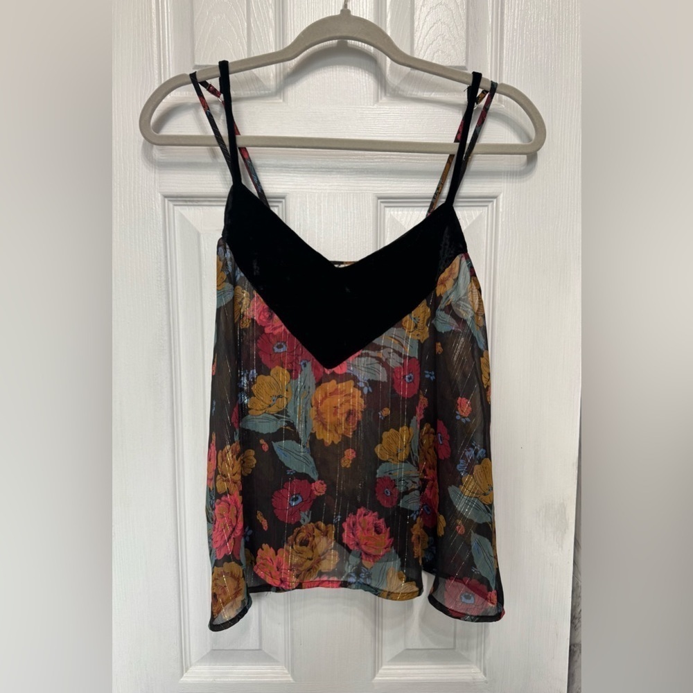 Free People Over It All Lurex floral velvet Cami Women’s Size XS